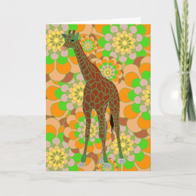 Giraffe First Birthday Card (Front)
