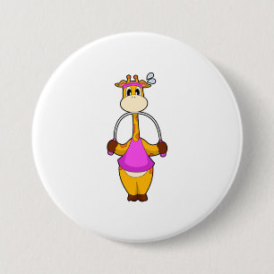 Giraffe Fitness Rope 7.5 Cm Round Badge