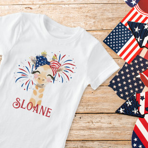 Giraffe Flag Hair Tie and Fireworks Personalized  T-Shirt