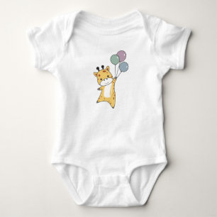 Giraffe Flies Balloons Up Sweet Animals Zoo Baby Bodysuit