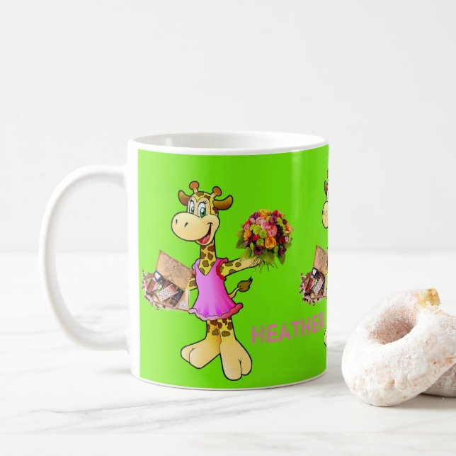 Giraffe Floral Green Mug (With Donut)