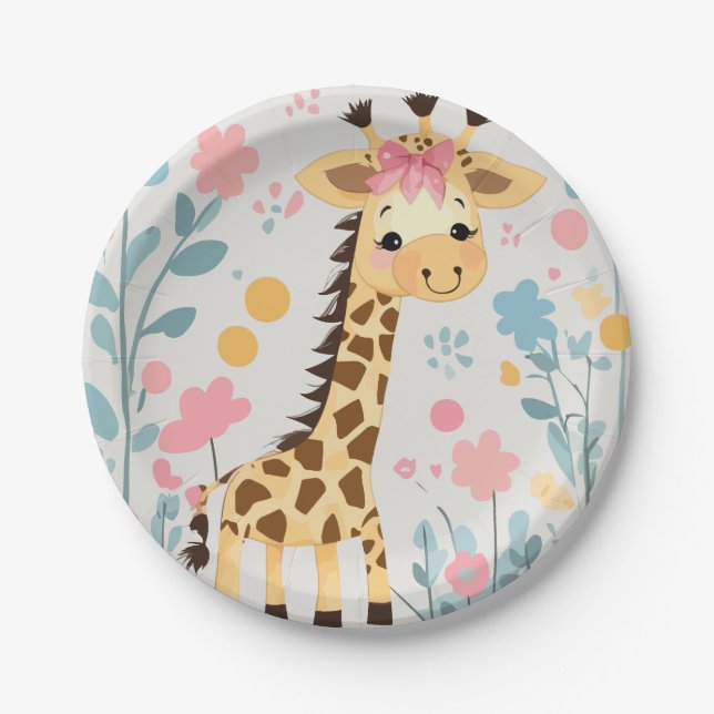 giraffe floral paper plate (Front)