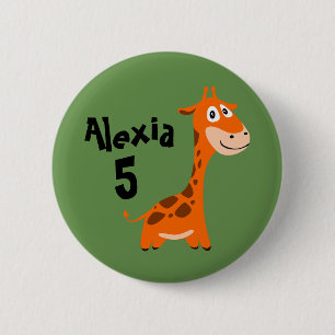 Giraffe for Safari Party Birthday button badge