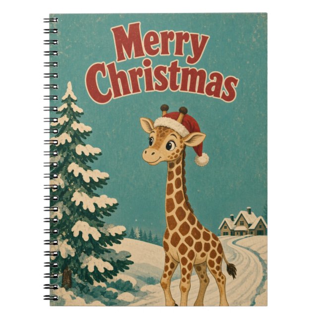 Giraffe Frozen Path Animal Christmas Notebook (Front)