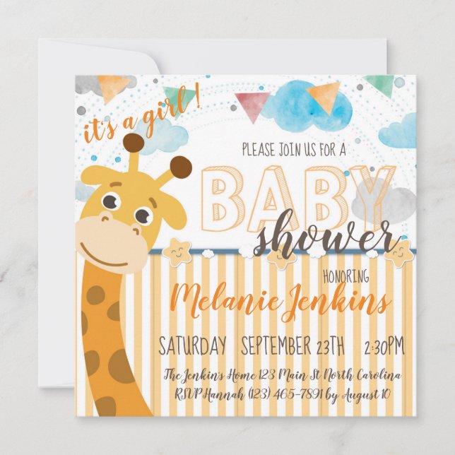 Giraffe fun bright Baby Shower Invitation (Front)