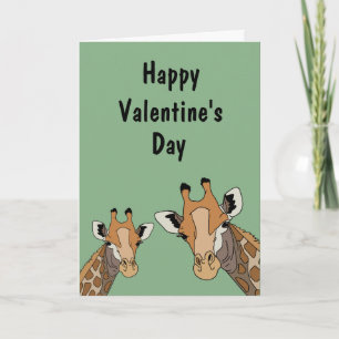 Giraffe Funny Green Valentine's Day Holiday Card