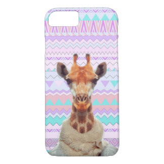 Giraffe Funny with Pastel Aztec Tribal iPhone 8/7 Case