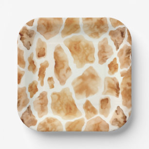 Giraffe Fur Print Pattern Modern Safari Party Paper Plate
