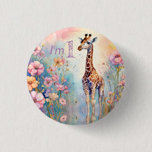 Giraffe Garden Pastel 3 Cm Round Badge