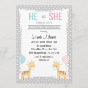 Giraffe Gender Reveal Party Invitation