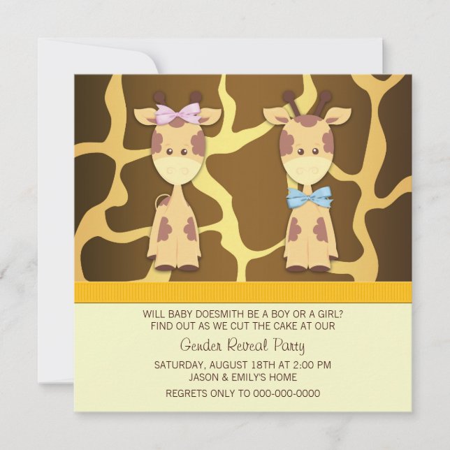 Giraffe Gender Reveal Party Invitation (Front)