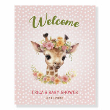 Giraffe Girl Baby Shower Sprinkle Pink Dot Welcome