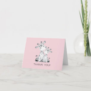 Giraffe Girls Baby Shower Thank You Note Card