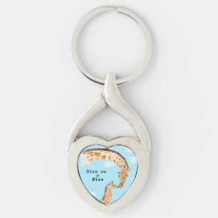 Giraffe Give us a kiss Key Ring