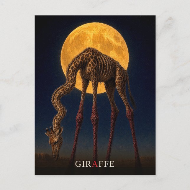 Giraffe Glowing Legs gothic Surreal Postcard (Front)