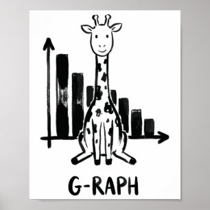 Giraffe Graph Statistics Math Teacher Pun  Poster