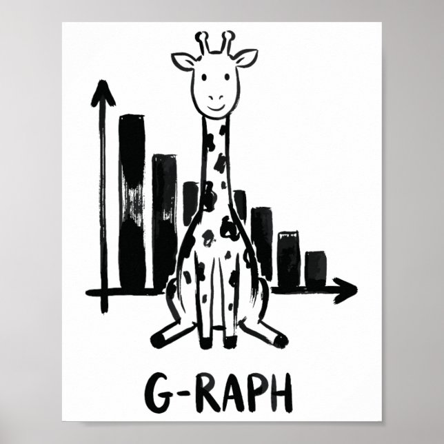 Giraffe Graph Statistics Math Teacher Pun  Poster (Front)