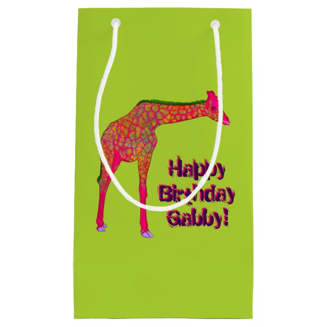 Giraffe, green-Paper Gift Bag, small Bag (Front)