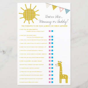 Giraffe Guess Who, Mummy or Daddy Baby Shower Game