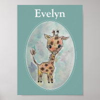 Giraffe Hand Painted Personalised Watercolor