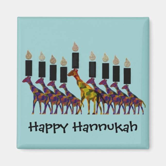Giraffe Hannukah Menorah Magnets (Front)