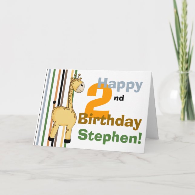 Giraffe :: Happy 2nd Birthday Card (Front)