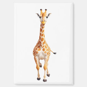 Giraffe Happy Playful Fun Jumping In The Air Joy Magnet