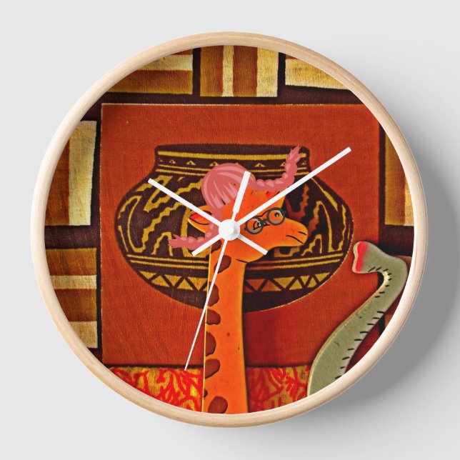 Giraffe Hat Art Print Clock (Front)