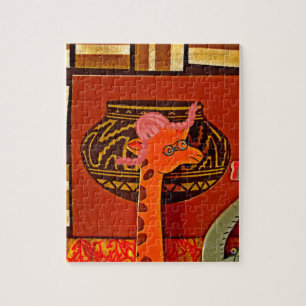 Giraffe Hat Art Print Jigsaw Puzzle