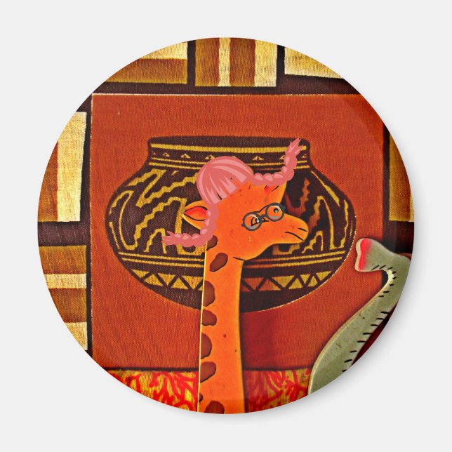 Giraffe Hat Art Print Magnet (Front)
