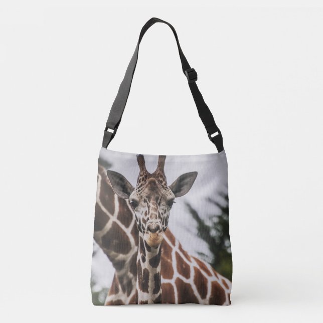 Giraffe head Giraffe fur print African Animal Crossbody Bag (Back)