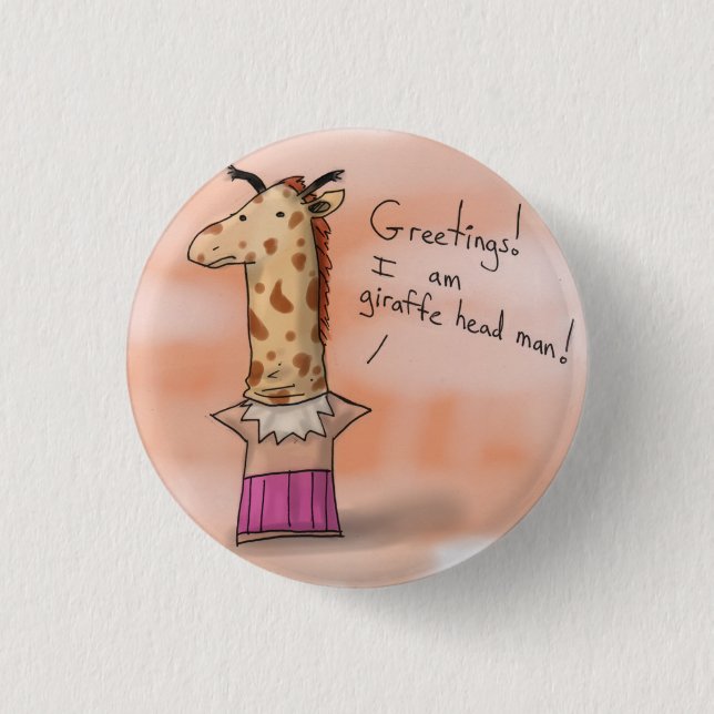 Giraffe Head Man 3 Cm Round Badge (Front)