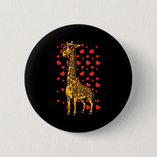 Giraffe Heart Gles Cute Valentines Day Animal Love 6 Cm Round Badge