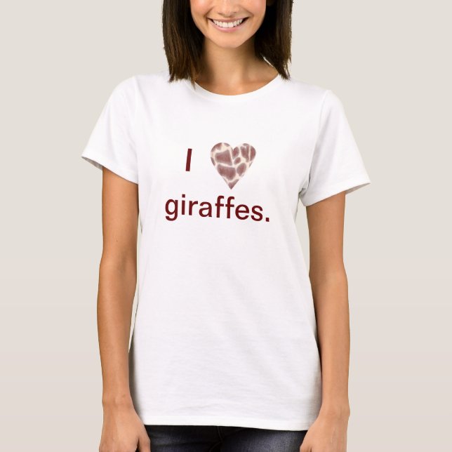 Giraffe Heart, I heart giraffes tshirts (Front)