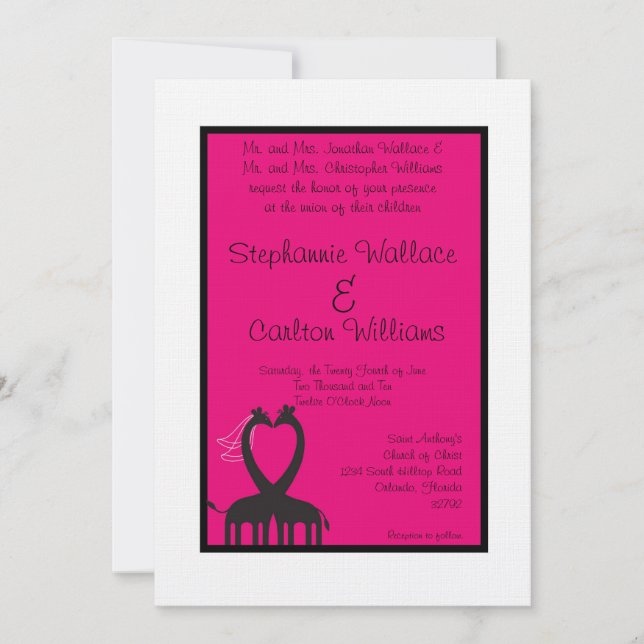 Giraffe Heart Wedding Invitation (Front)
