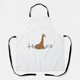 Giraffe Heartbeat Vintage Engraving Shirt Design_1 Apron