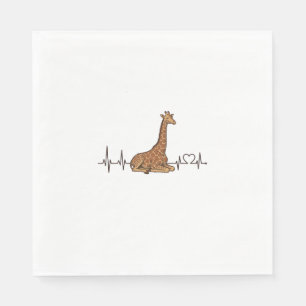 Giraffe Heartbeat Vintage Engraving Shirt Design_1 Napkin