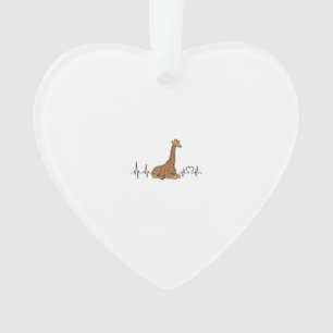 Giraffe Heartbeat Vintage Engraving Shirt Design_1 Ornament