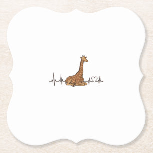 Giraffe Heartbeat Vintage Engraving Shirt Design_1 Paper Coaster