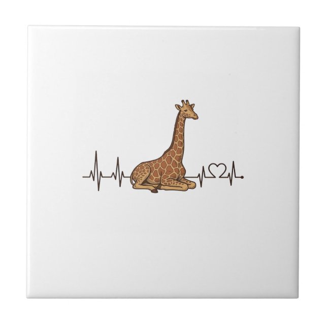 Giraffe Heartbeat Vintage Engraving Shirt Design_1 Tile (Front)