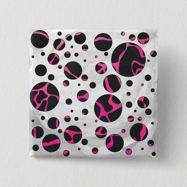 Giraffe Hot Pink and Black Print 15 Cm Square Badge (Front)
