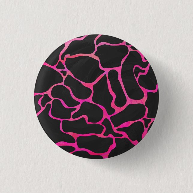 Giraffe Hot Pink and Black Print 3 Cm Round Badge (Front)