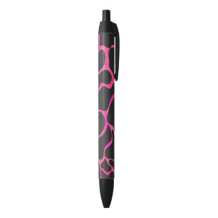 Giraffe Hot Pink and Black Print Black Ink Pen