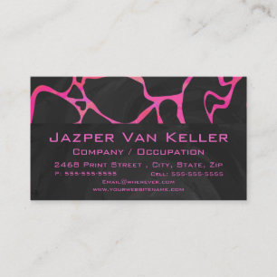 Giraffe Hot Pink and Black Print Business Card