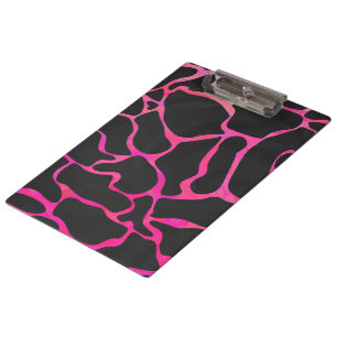 Giraffe Hot Pink and Black Print Clipboard