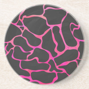 Giraffe Hot Pink and Black Print Coaster