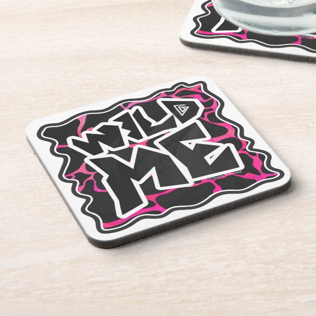 Giraffe Hot Pink and Black Print Coaster (Left Side)