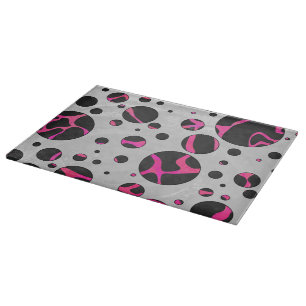Giraffe Hot Pink and Black Print Cutting Board