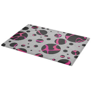 Giraffe Hot Pink and Black Print Cutting Board