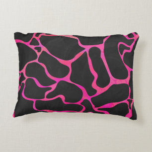 Giraffe Hot Pink and Black Print Decorative Cushion